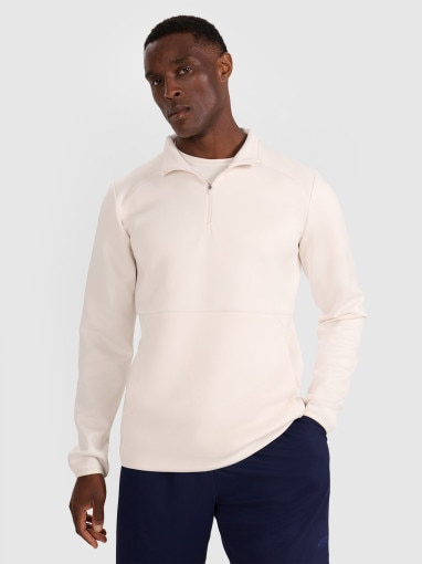  4F Męska bluza treningowa bez kaptura 4F 4FWAW25TFSWM561  biała Biały