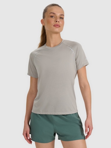  4F Damska koszulka do biegania 4F 4FWAW25TFTSF1502  szara Szary