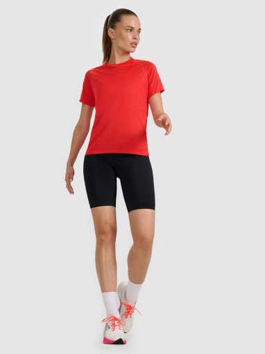 Damska koszulka do biegania 4F 4FWAW25TFTSF1502 - czerwona
