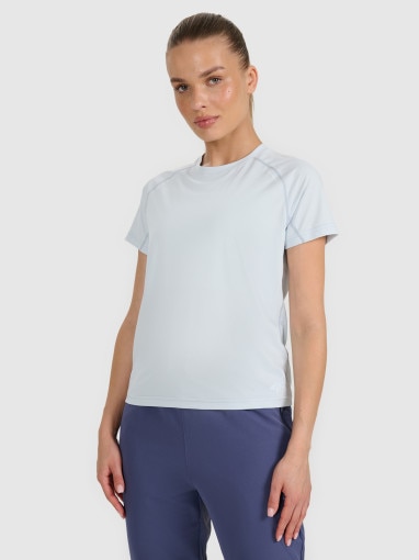  4F Damska koszulka do biegania 4F 4FWAW25TFTSF1510  niebieska Niebieski