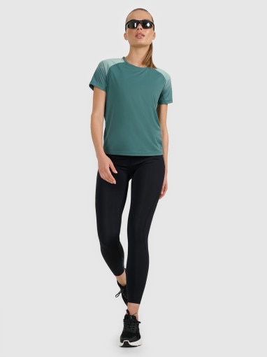 Damska koszulka do biegania 4F 4FWAW25TFTSF1510 - turkusowa