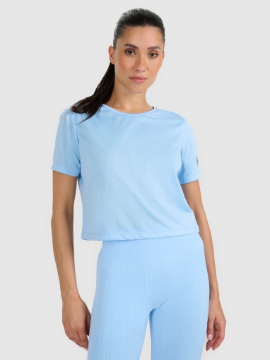  4F Damska koszulka treningowa 4F 4FWAW25TFTSF1519  niebieska Niebieski
