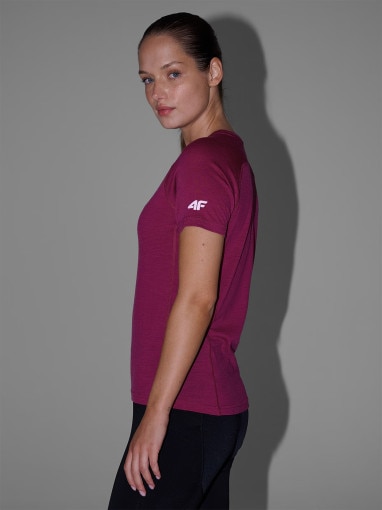  4F Damska koszulka trekkingowa 4F 4FWAW25TFTSF1527  różowa Różowy