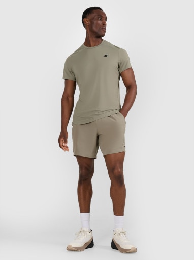 Męska koszulka treningowa 4F 4FWAW25TFTSM1458 - khaki