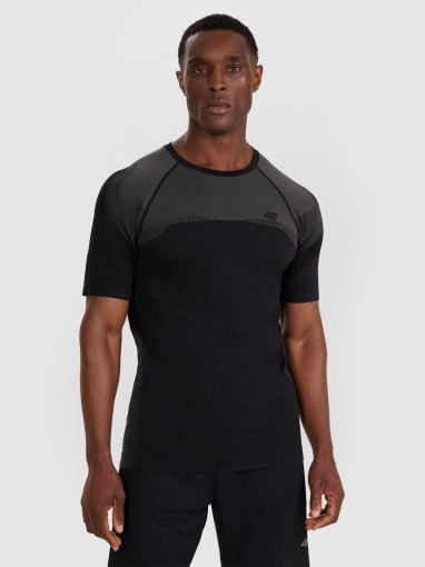  4F Męska koszulka treningowa 4F 4FWAW25TFTSM1845  czarna Czarny