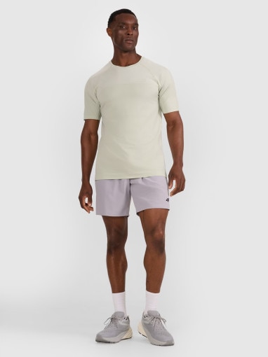 Męska koszulka treningowa 4F 4FWAW25TFTSM1845 - turkusowa