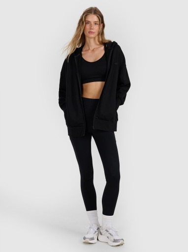 Damska bluza rozpinana z kapturem 4F 4FWAW25TSWSF1886 - czarna