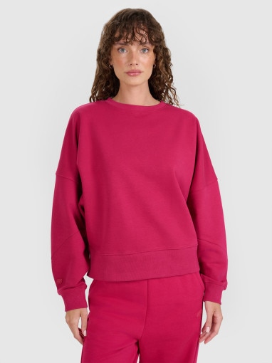  4F Damska bluza nierozpinana bez kaptura 4F 4FWAW25TSWSF1888  różowa Różowy