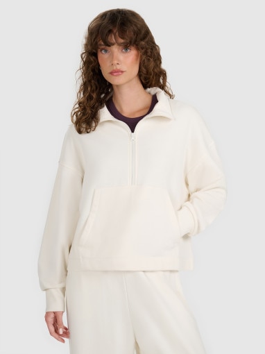  4F Damska bluza nierozpinana bez kaptura 4F 4FWAW25TSWSF1889  beżowa Beżowy