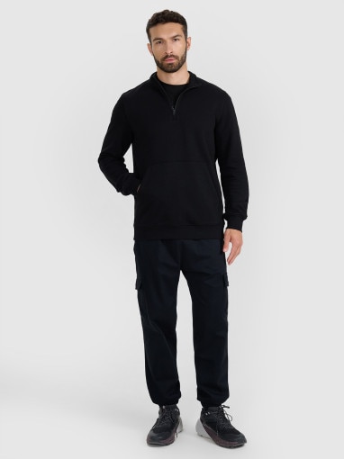 Męska bluza nierozpinana bez kaptura 4F 4FWAW25TSWSM1902 - czarna