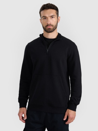  4F Męska bluza nierozpinana bez kaptura 4F 4FWAW25TSWSM1902  czarna Czarny