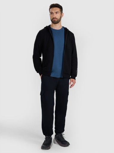 Męska bluza rozpinana z kapturem 4F 4FWAW25TSWSM1903 - czarna