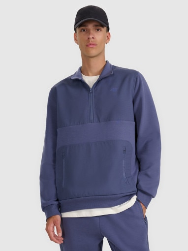  4F Męska bluza nierozpinana bez kaptura 4F 4FWAW25TSWSM1947  granatowa Granatowy