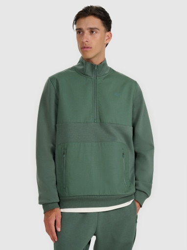  4F Męska bluza nierozpinana bez kaptura 4F 4FWAW25TSWSM1947  zielona Zielony