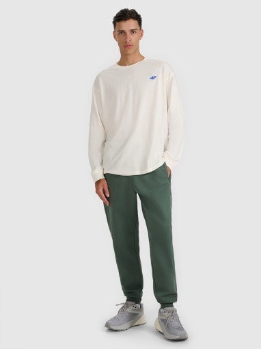  4F Męskie spodnie dresowe joggery 4F 4FWAW25TTROM1252  khaki Khaki