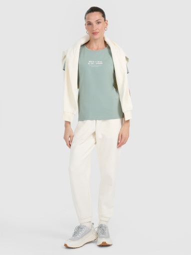 Damski t-shirt z nadrukiem 4F 4FWAW25TTSHF2322 - turkusowy