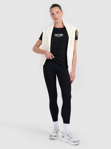 Damski t-shirt z nadrukiem 4F 4FWAW25TTSHF2322 - czarny