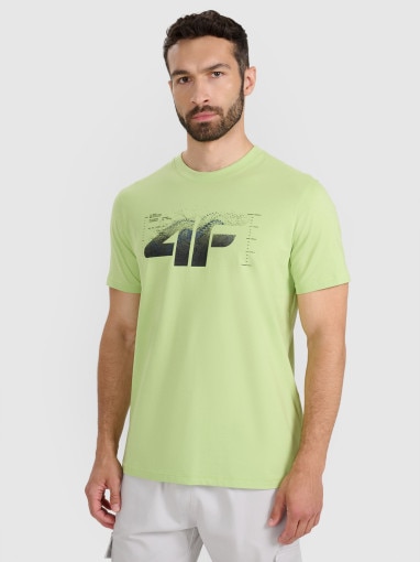 4F Męski tshirt z nadrukiem 4F 4FWAW25TTSHM2359 zielony Zielony