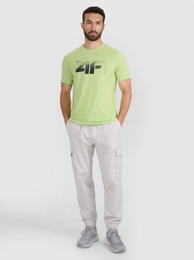Męski t-shirt z nadrukiem 4F 4FWAW25TTSHM2359 - zielony