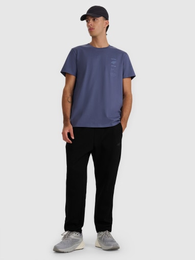 Męski t-shirt z nadrukiem 4F 4FWAW25TTSHM2402 - granatowy