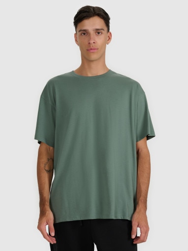4F Męski tshirt z nadrukiem 4F 4FWAW25TTSHM2403 khaki Khaki