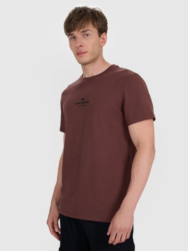 4F Męski tshirt z nadrukiem 4F 4FWAW25TTSHM2961 brązowy Brązowy