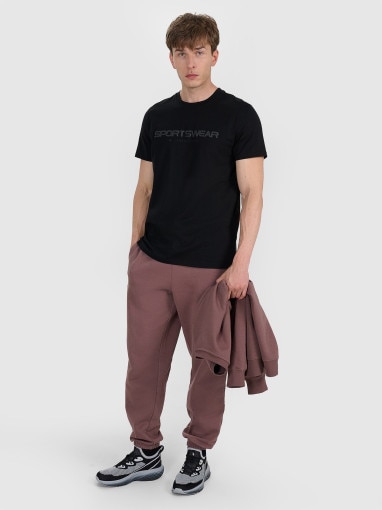 Męski t-shirt z nadrukiem 4F 4FWAW25TTSHM2962 - czarny