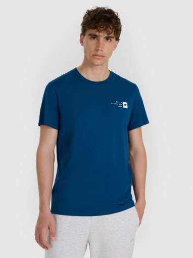  4F Męski tshirt z nadrukiem 4F 4FWAW25TTSHM3131  granatowy Granatowy