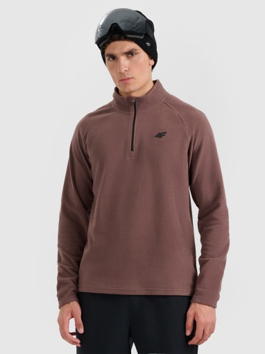  4F Męska bielizna termiczna polarowa (góra) 4F 4FWAW25UFLEM065  brązowa Brązowy