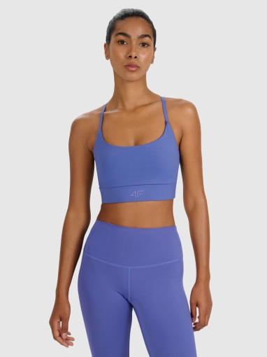  4F Damski biustonosz treningowy 4F 4FWAW25USBAF173  granatowy Granatowy
