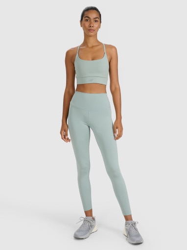 Damski biustonosz treningowy 4F 4FWAW25USBAF173 - zielony