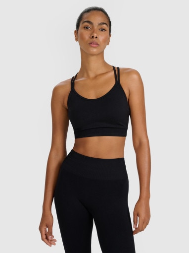  4F Damski biustonosz treningowy 4F 4FWAW25USBAF218  czarny Czarny