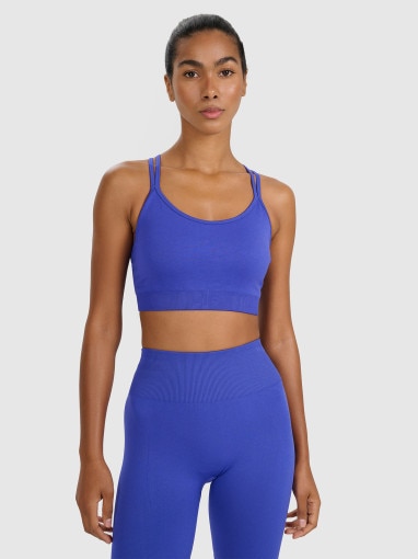  4F Damski biustonosz treningowy 4F 4FWAW25USBAF218  niebieski Niebieski