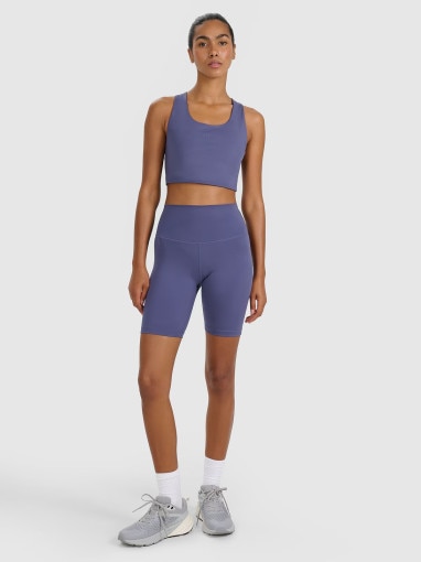 Damski biustonosz treningowy 4F 4FWAW25USBAF225 - granatowy