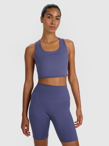  4F Damski biustonosz treningowy 4F 4FWAW25USBAF225  granatowy Granatowy