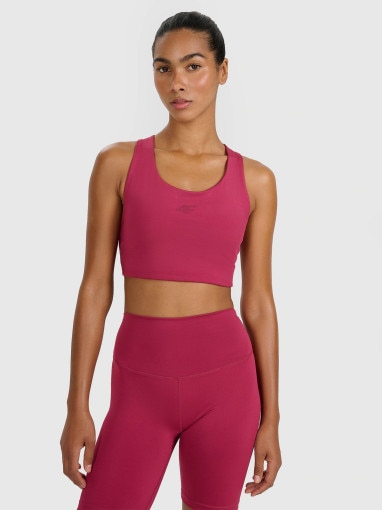  4F Damski biustonosz treningowy 4F 4FWAW25USBAF225  czerwony Czerwony