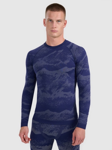  4F Męska bielizna termoaktywna (góra) 4F 4FWAW25USEAM227  granatowa Granatowy
