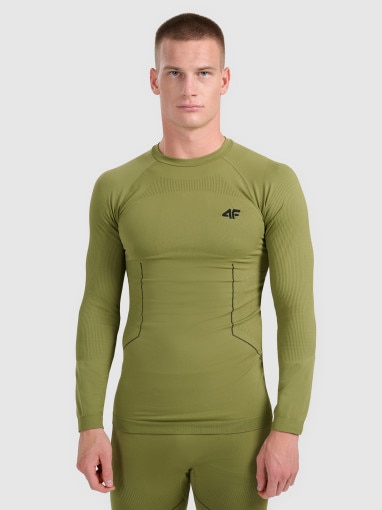  4F Męska bielizna termoaktywna (góra) 4F 4FWAW25USEAM233  khaki Khaki