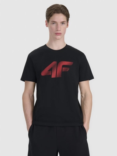  4F Męski tshirt z nadrukiem 4F 4FWMM00TTSHM2257  czarny Czarny