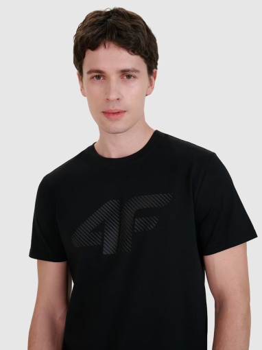 Męski t-shirt z nadrukiem 4F 4FWMM00TTSHM2257 - czarny