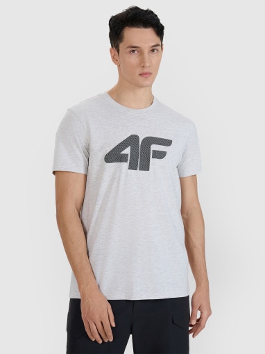  4F Męski tshirt z nadrukiem 4F 4FWMM00TTSHM2658  szary Szary