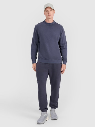 Męska bluza dresowa nierozpinana bez kaptura 4F 4FWSS25TSWSM1739 - granatowy