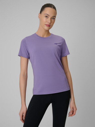  4F Damska koszulka treningowa 4F 4FWSS26TFTSF1846  fioletowa Fioletowy