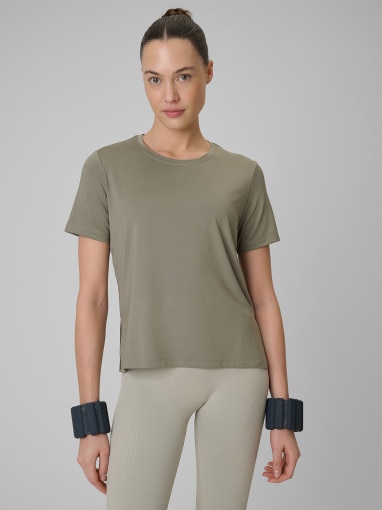  4F Damska koszulka treningowa 4F 4FWSS26TFTSF1847  khaki Khaki