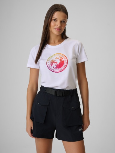 Obrazek dla: 4F Damski tshirt z nadrukiem 4F 4FWSS26TTSHF2718  biały Biały