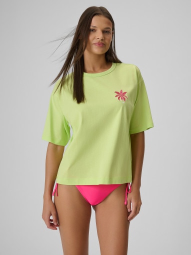 Obrazek dla: 4F Damski tshirt z nadrukiem 4F 4FWSS26TTSHF2719  żółty Jasny żółty