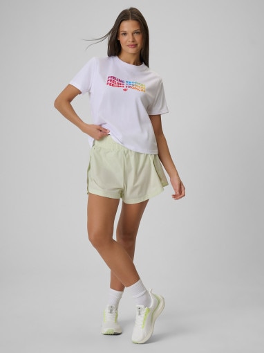 Damski t-shirt z nadrukiem 4F 4FWSS26TTSHF2720 - biały