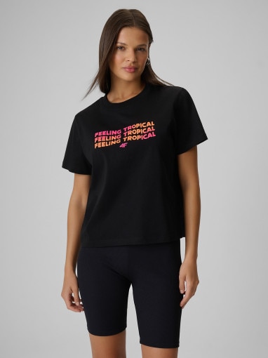 Obrazek dla: 4F Damski tshirt z nadrukiem 4F 4FWSS26TTSHF2720  czarny Czarny