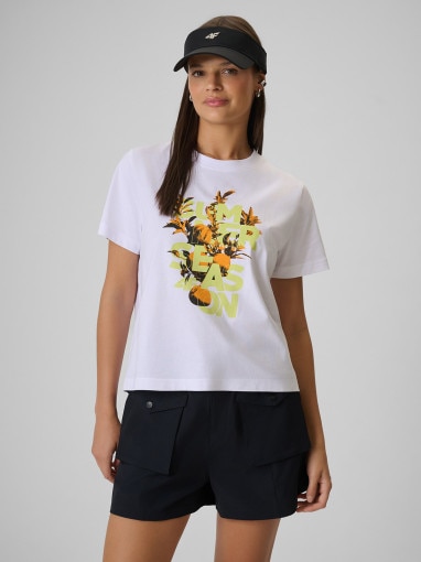Obrazek dla: 4F Damski tshirt z nadrukiem 4F 4FWSS26TTSHF2721  biały Biały