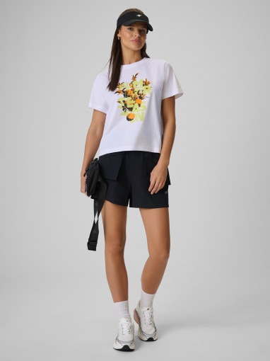 Damski t-shirt z nadrukiem 4F 4FWSS26TTSHF2721 - biały